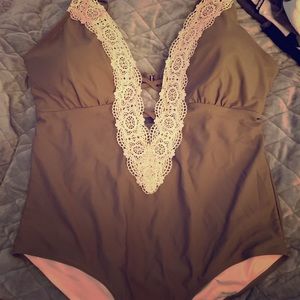 Olive Green one piece bathing suit XXL